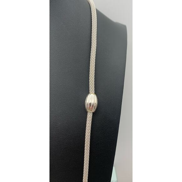 NWT Monet Silver Tone Long Mesh Necklace With Silver Tone Stations 32” - Picture 3 of 5